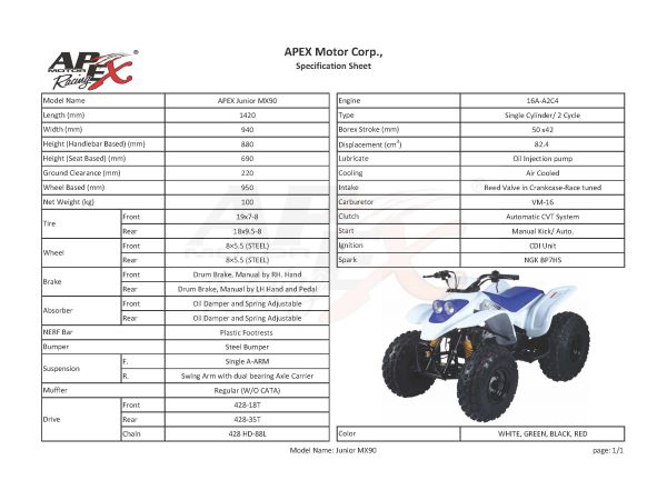 Specification Sheet 